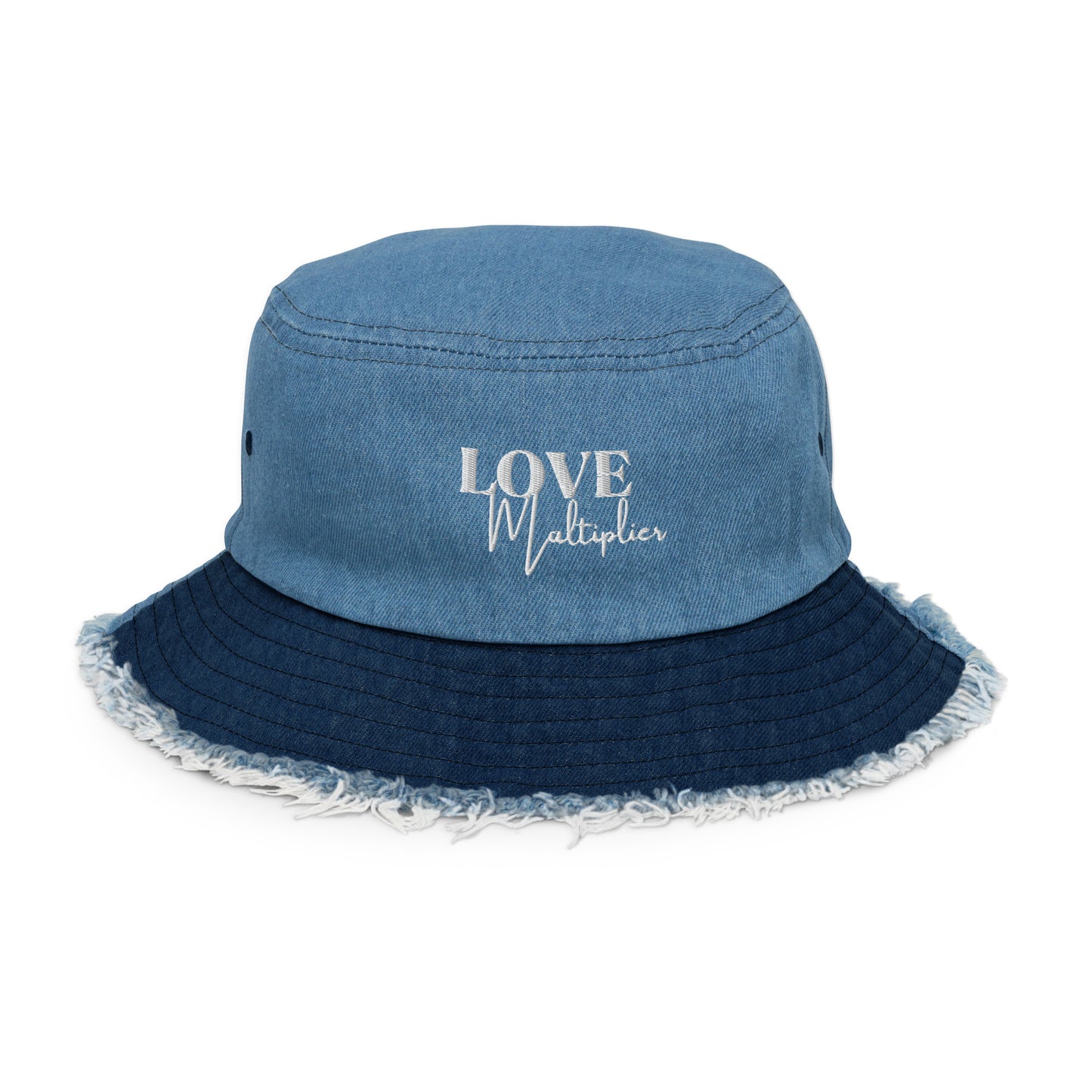 Love Distressed Denim Bucket Hat